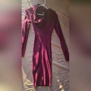 H&M Rich Purple Cowl Neck Sweater Dress